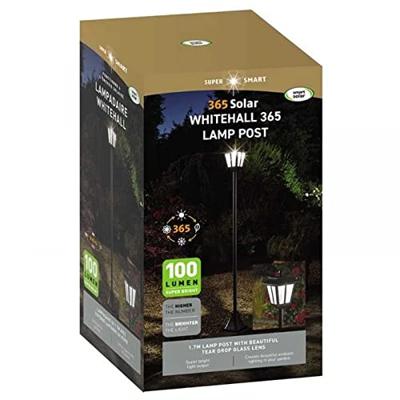 SMART SOLAR 170cm Solar Lantaarn Vloerlamp - 100 lm, druppelvormige glazen lens, koelwitte LED