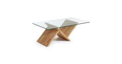 Kave Home Salontafel 'Waley' Eiken met glasplaat, 120 x 70cm Kave Home Salontafel 'Waley' Eiken met glasplaat, 120 x 70cm