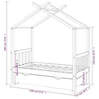 Kinderbedframe met lade massief grenenhout 70x140 cm - thumbnail