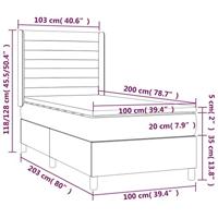 Boxspring met matras en LED stof crèmekleurig 100x200 cm - thumbnail