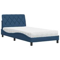 Bed met matras stof blauw 200x200 cm - thumbnail
