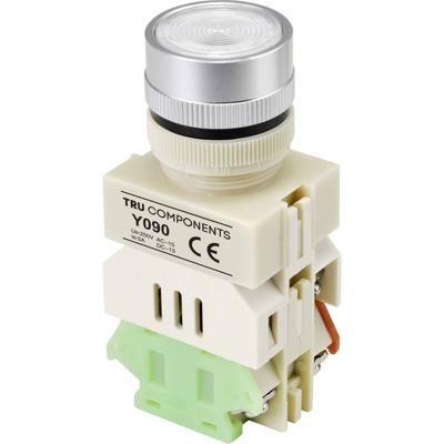 TRU COMPONENTS TC-9219096 Y090 Druktoets 250 V/AC 5 A 1x aan/(aan) Continu Wit (Ø) 30 mm 1 stuk(s)