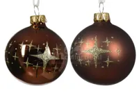 Kerstbal Glas Glitter Ster Ø6cm Espresso Bruin Assorti 1st - thumbnail