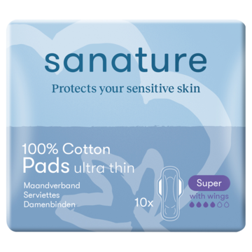 Sanature 100% Katoen Maandverband Super Sanature 100% Katoen Maandverband Super