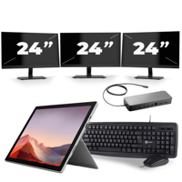 Microsoft Surface Pro 7 - Intel Core i5-10e Generatie - 12 inch - 8GB RAM - 256GB SSD - Windows 11 Home + 3x 24 inch Monitor - thumbnail