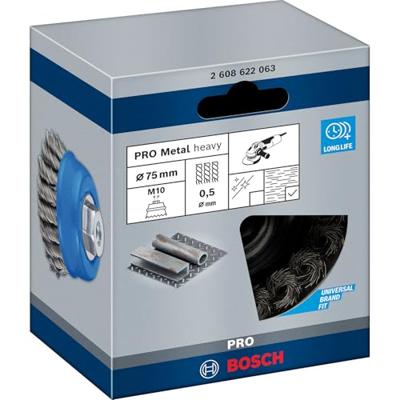 Bosch Accessoires Komstaalborstel 75 mm, 0,5 mm, 12500 U/ min, 10 1st - 2608622063