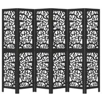 Kamerscherm met 6 panelen massief paulowniahout zwart - thumbnail