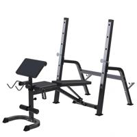 Halterbank met Squat Rack Zwart - thumbnail