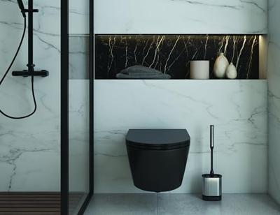 Metaltex cleany toiletborstel + houder 13x8x47 cm zwart/rvs