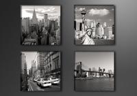 Schilderij - New York City, USA, 4x 20cm. 4 delen, wanddecoratie - thumbnail