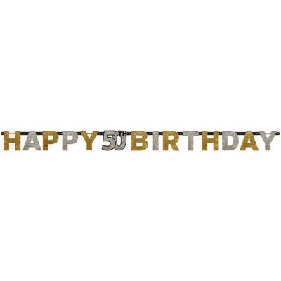 Letterbanner 50 Jaar Sparkling Goud/Zilver