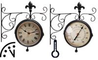 Stationsklok met thermometer / Esschert Design - thumbnail