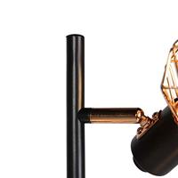 QAZQA Vloerlamp zwart met koper 3-lichts - Mesh - thumbnail