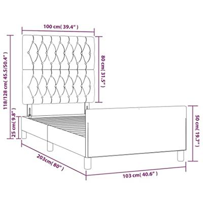 Bedframe zonder matras 100x200 cm stof donkerbruin