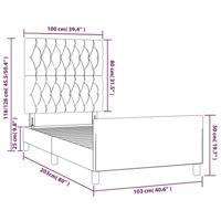 Bedframe zonder matras 100x200 cm stof donkerbruin - thumbnail