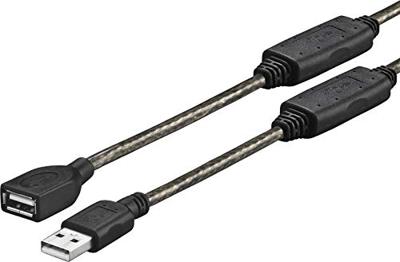 VivoLink PROUSBAAF20 USB-kabel (20 m, USB A, USB A, 2.0, mannelijk/vrouwelijk, zwart, transparant