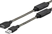 VivoLink PROUSBAAF20 USB-kabel (20 m, USB A, USB A, 2.0, mannelijk/vrouwelijk, zwart, transparant - thumbnail