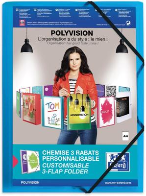 OXFORD Polyvision elastomap, formaat A4, uit PP, transparant blauw OXFORD Polyvision elastomap, formaat A4, uit PP, transparant blauw