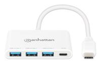 Manhattan 168434 USB 3.1 Gen 1-hub Met USB-C stekker Wit - thumbnail
