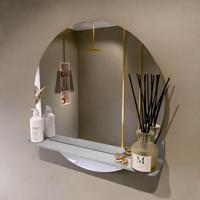 MONDIAZ SPOT spiegel rond 70cm met Spiegelplanchet kleur Plata. - thumbnail