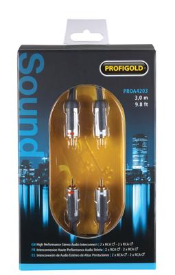 Profigold RCA-RCA 3m audio kabel 2 x RCA Zwart