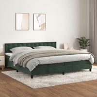 Boxspring met matras fluweel donkergroen 200x200 cm - thumbnail