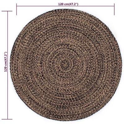 VidaXL Vloerkleed handgemaakt 120 cm jute zwart en naturel