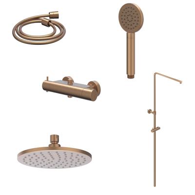 Regendoucheset IVY Bond Opbouw Thermostatisch 20 cm Medium Satin Handdouche Geborsteld Mat Koper PVD