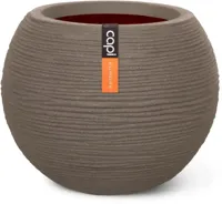 Capi nature bol rib nl kunststof vaas 40x32 cm warme taupe - thumbnail