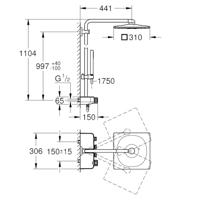 GROHE Euphoria smartcontrol Regendoucheset Opbouw - hoofddouche vierkant 31cm - handdouche staaf - chroom 26508000 - thumbnail