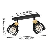 Eglo 2-lichts plafondlampStillington 1 zwart met hout - 43927 - thumbnail