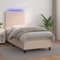 Boxspring met matras en LED kunstleer cappuccinokleur 80x200 cm - thumbnail