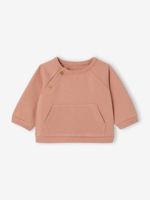 Sweater voor pasgeborene van lichte fleece met zak klei Sweater voor pasgeborene van lichte fleece met zak klei