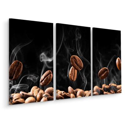 Schilderij - Hete koffie bonen, horeca, 3 luik, premium print