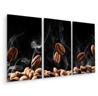Schilderij - Hete koffie bonen, horeca, 3 luik, premium print - thumbnail