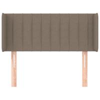 Hoofdbord met randen 203x16x118/128 cm stof taupe - thumbnail