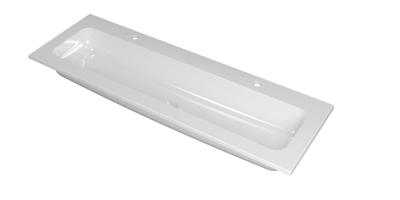 INK Wastafel Faktor polystone centraal met 2 kraangaten 140 cm x 45 cm x 1,5 cm Glans wit 3407032