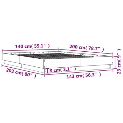 Bedframe met LED-verlichting gerookt eikenkleurig 140x200 cm