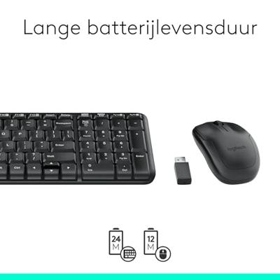 Logitech Wireless Combo MK220 toetsenbord Inclusief muis RF Draadloos QWERTY US International Zwart