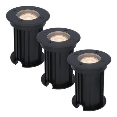 Set van 3 Maisy LED Grondspots Rond - Dimbaar - GU10 - 2700K warm wit - 4 Watt 345 lumen - Rond - Ø12cm - Tuinspot - Oprit - Zwart - IP67 waterdicht Set van 3 Maisy LED Grondspots Rond - Dimbaar - GU10 - 2700K warm wit - 4 Watt 345 lumen - Rond - Ø12cm - Tuinspot - Oprit - Zwart - IP67 waterdicht