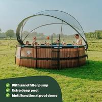 EXIT Black Leather zwembad - 450 x 122 cm - met zandfilterpomp, trap en overkapping - thumbnail