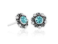 Zilveren Oorstekers "Flor Margarita" Zirkonia Turquoise - 925 Sterling - thumbnail