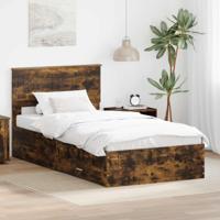 Bedframe met hoofdeinde Gerookt eiken 100 x 200 cm Bewerkt hout - thumbnail