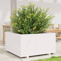 Plantenbak 90x90x49,5 cm massief grenenhout wit - thumbnail