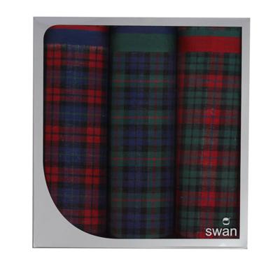 3-pak Dames zakdoeken Donkere ruit - Cadeau verpakking - Stoffen zakdoeken