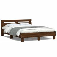 Bedframe met hoofdeinde en LED bruin eikenkleur 150x200 cm - thumbnail