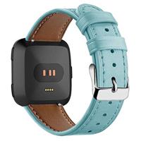 Fitbit Versa 1 / 2 & Lite leren bandje - Blauwgroen - thumbnail