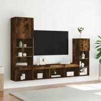 8-delige tv-wandmeubelset met LED bewerkt hout gerookt eiken - thumbnail