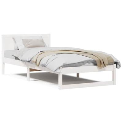 Bedframe met hoofdeinde Wit 75 x 190 cm Massief grenenhout