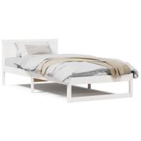 Bedframe met hoofdeinde Wit 75 x 190 cm Massief grenenhout - thumbnail